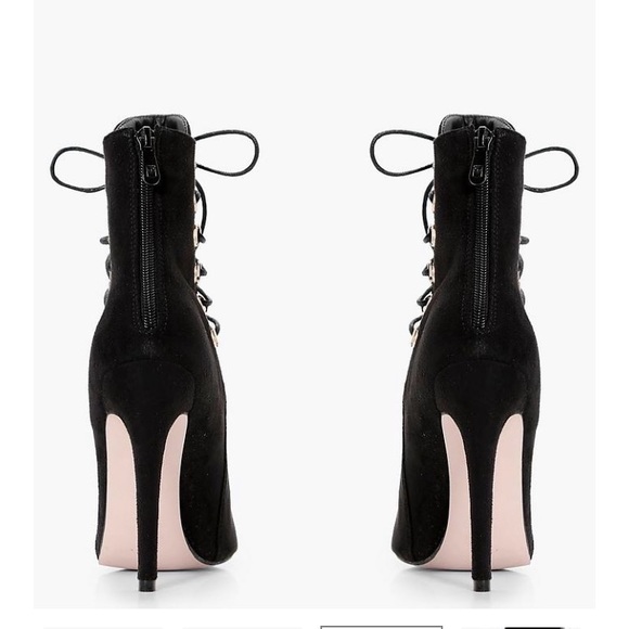 Black faux suede stiletto pumps - Picture 3 of 4